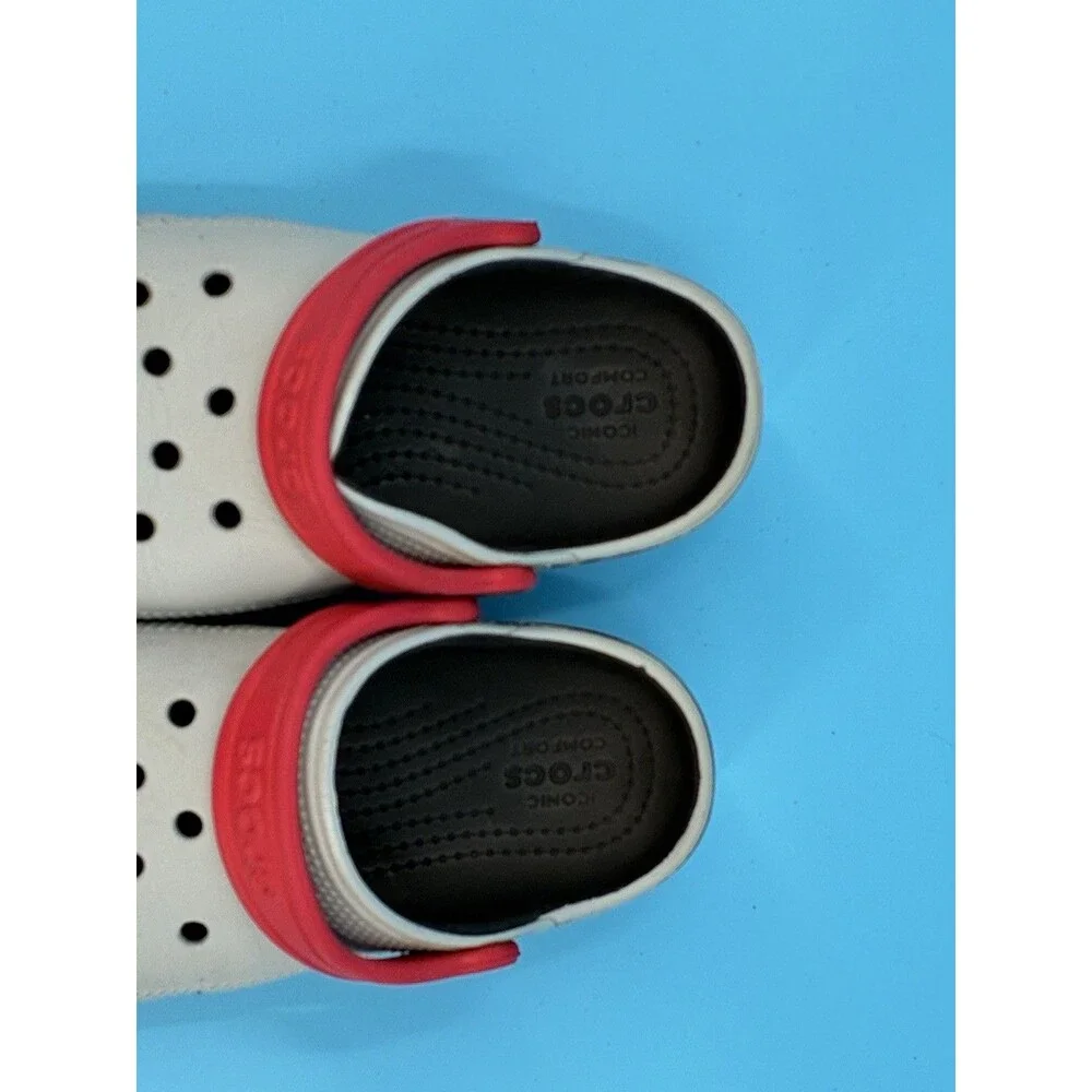 Crocs Duet Sport Kids Clogs Gray Black Red Size C12 Slip On Shoes